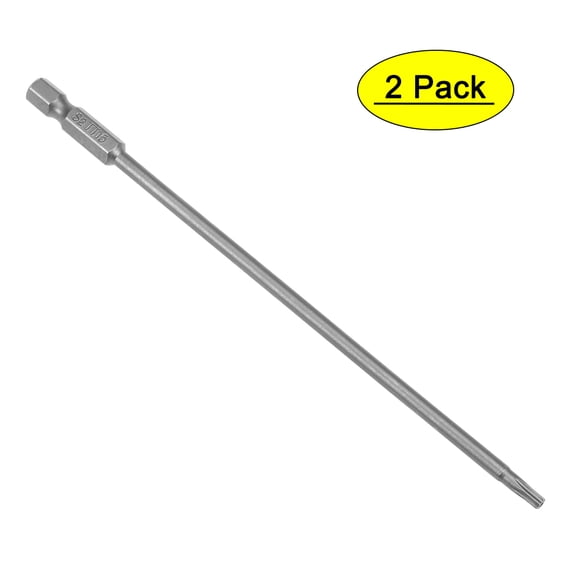 Uxcell 1/4" Hex Shank 6" Length T15 Magnetic Security Torx Screwdriver Bit S2 Steel 2 Pack