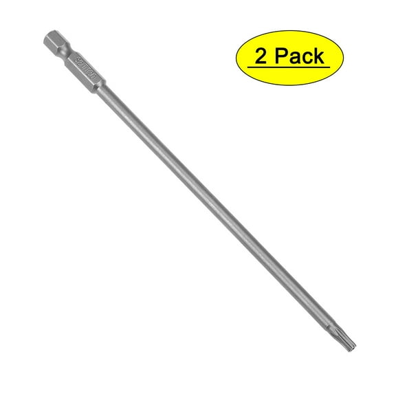 Uxcell 1/4" Hex Shank 6" Length T20 Magnetic Security Torx Screwdriver Bit S2 Steel 2 Pack
