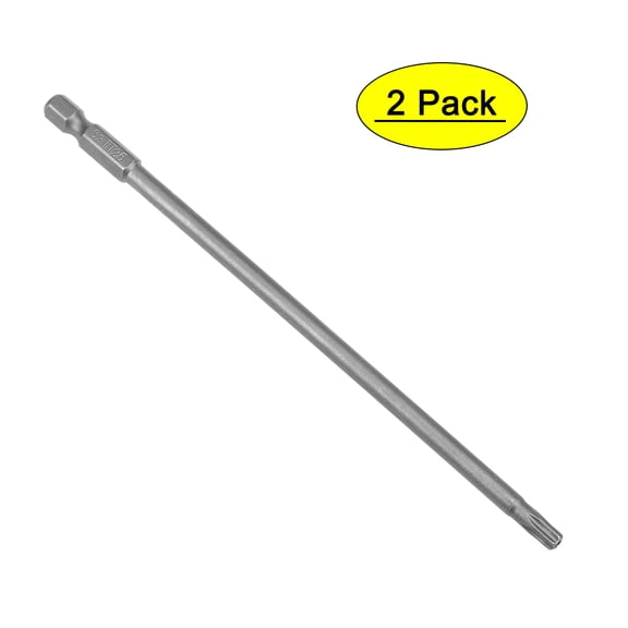 Uxcell 1/4" Hex Shank 6" Length T25 Magnetic Security Torx Screwdriver Bit S2 Steel 2 Pack