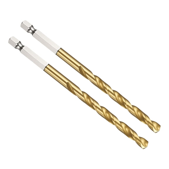 Uxcell 1/4" Hex Shank Drill Bit, M35 Cobalt 5% High-Speed Steel Bits Quick Change Design for Impact Driver 135 Titanium for Stainless Steel Hard Metal - 2 Pack