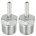 thumbnail image 1 of Uxcell 1/4" Hose Barb x 1/2" NPT Thread 304 Stainless Steel Barb Hose Fittings, 2 Pack, 1 of 6