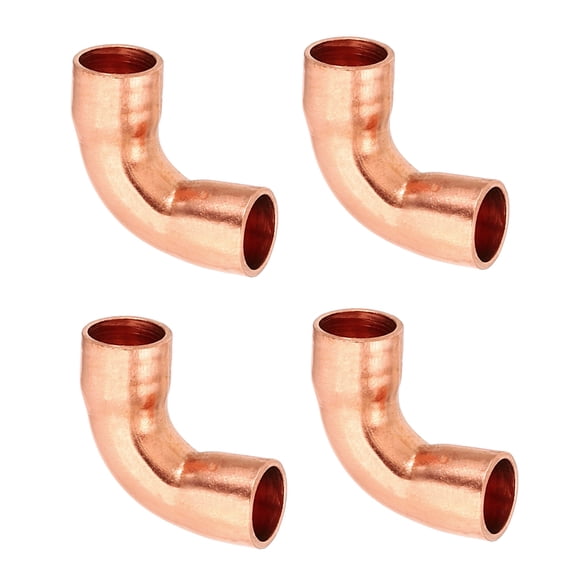 Uxcell Elbow Copper Fitting, 99.9% Pure Copper 90 Degree Short Radius Connector 1/4"ID 0.8mm Thick 4