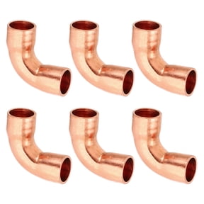 Uxcell 1/4" ID 0.8mm Thick Elbow Copper Fitting 6pcs Short Radius Sweat Solder Pure Copper Tube Connector