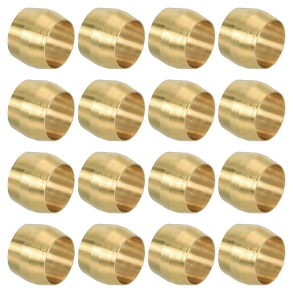 Uxcell 1/4" ID Brass Compression Sleeve Ferrules,  Brass Compression Fittings Brass Compression Assortment Kit, 16 Pcs