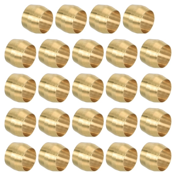 Uxcell 1/4" ID Brass Compression Sleeve Ferrules 24Pcs Brass Compression Fittings