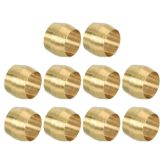 Uxcell 1/4" ID Compression Sleeve Ferrules, 10Pcs Brass Sleeve Ferrules Compression Fitting Assortment Kit