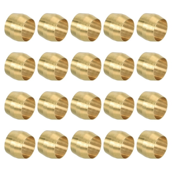 Uxcell 1/4" ID Compression Sleeve Ferrules, 20Pcs Brass Sleeve Ferrules Compression Fitting Assortment Kit