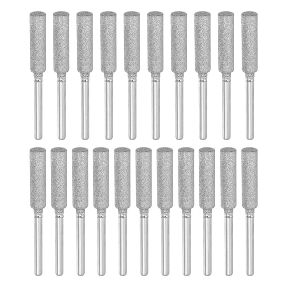 Uxcell 1/4 Inch Diamond Chainsaw Sharpener Sharpening Stone Grinding File, Silver 21 Pcs