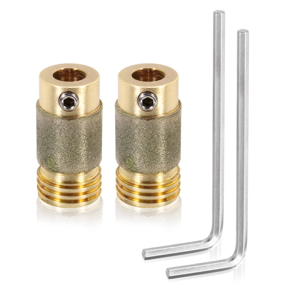 Uxcell 1/4 Inch Diamond Grinder Bit Head Tools, 2 Pcs Combination Set Ceramic Stained Glass Grinding Wheel Abrasive Tool for Forming Drilling Hard Glass, Gold Tone MCBL58