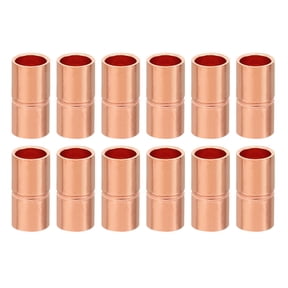 Uxcell 1/4 Inch ID Copper Coupling Fittings, 12 Pcs Rolled Tube Stop Straight Pipe Fitting Welding Joint for HVAC