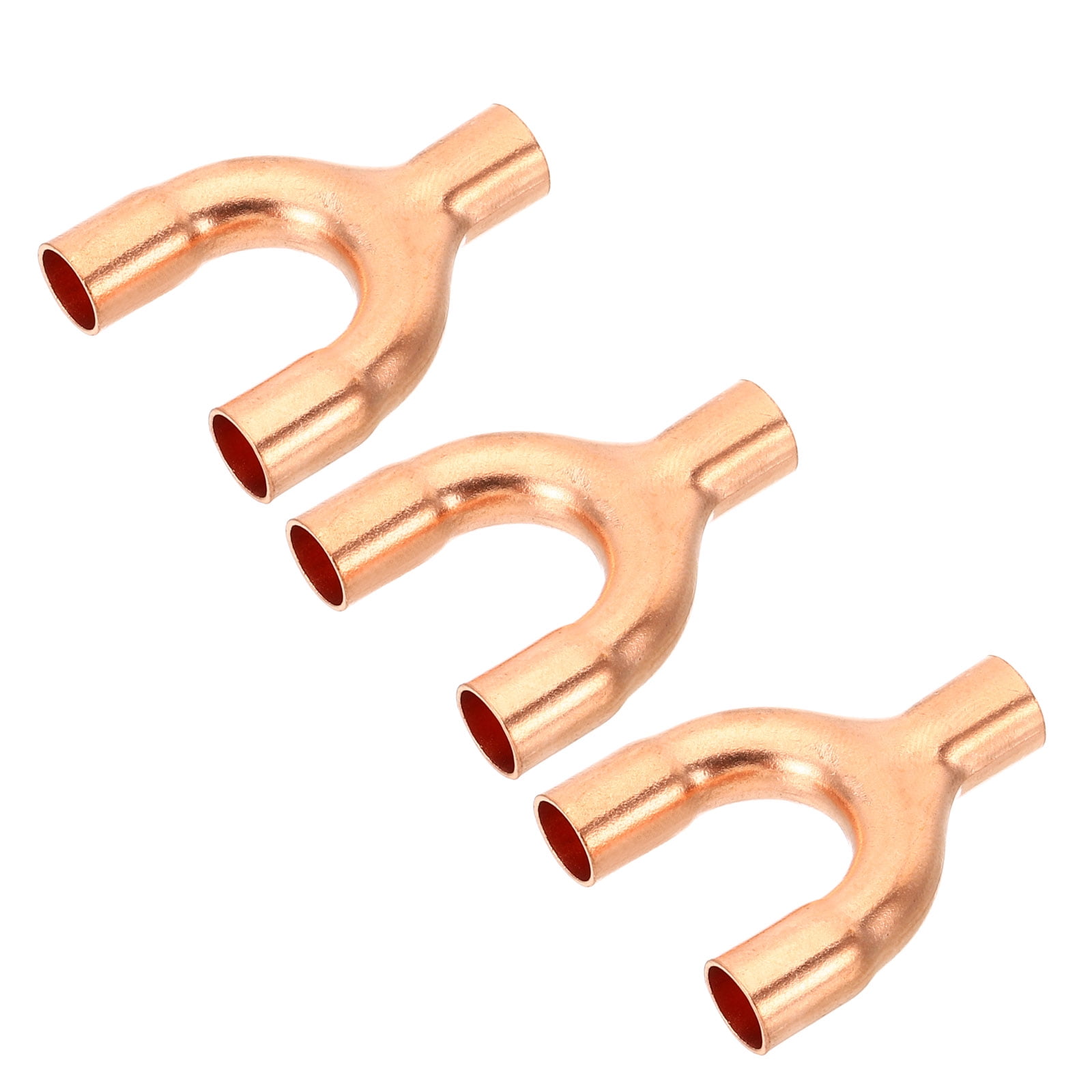 1/4 Inch Copper Elbow Fittings - 90 Degree HVAC Joints With Rolled Tube Stops (5-Pack)