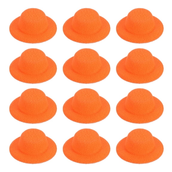 Uxcell 1.4 Inch Mini Formal Hats, 12 Pcs Miniature Doll Hats Mini Top Hat for Crafts Hair Accessories Decorate Doll Snowman, Orange