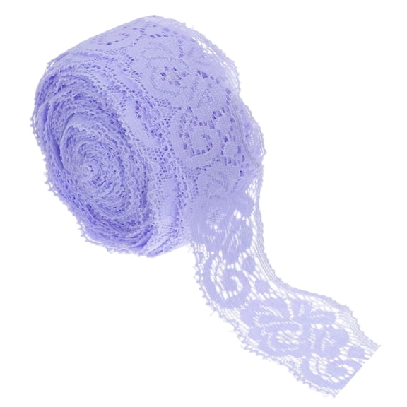 Uxcell 1.4 Inch Wide 10 Yard Elastic Lace Ribbon, Vintage Floral Pattern Purple Stretch Lace Fabric Trim by Roll for Garment DIY Crafts Dress Sewing Making Bridal Wedding Decor