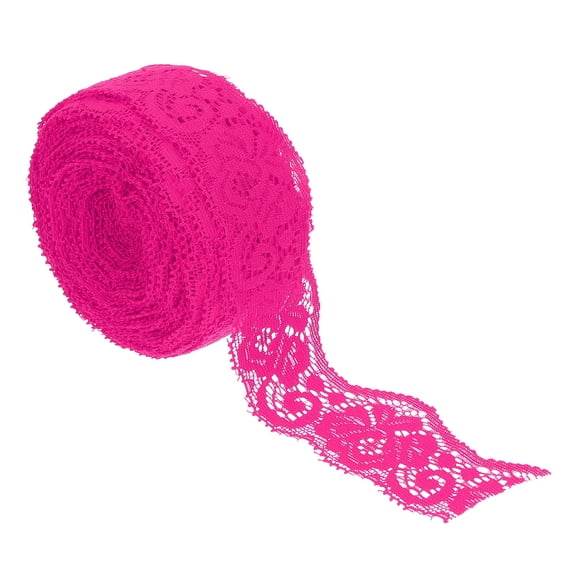 Uxcell 1.4 Inch Wide 10 Yard Elastic Lace Ribbon, Vintage Floral Pattern Rose Red Stretch Lace Fabric Trim by Roll for Garment DIY Crafts Dress Sewing Making Bridal Wedding Decor