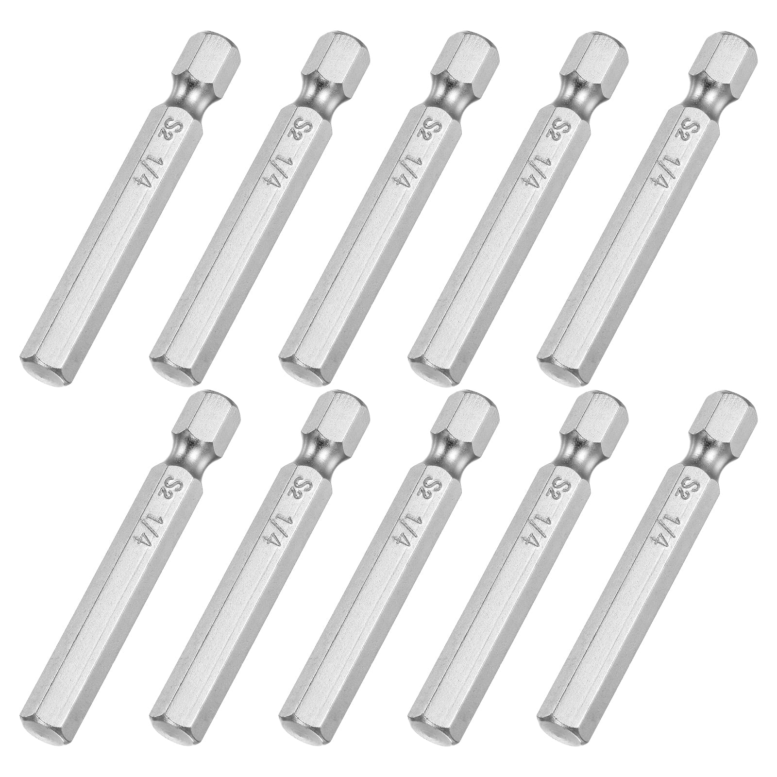 Uxcell 5/16 inch Magnetic Hex Head Screwdriver Bit, 1/4 inch Hex Shank 2 inch Length S2 Steel Power Tool, 10 Pack, Silver