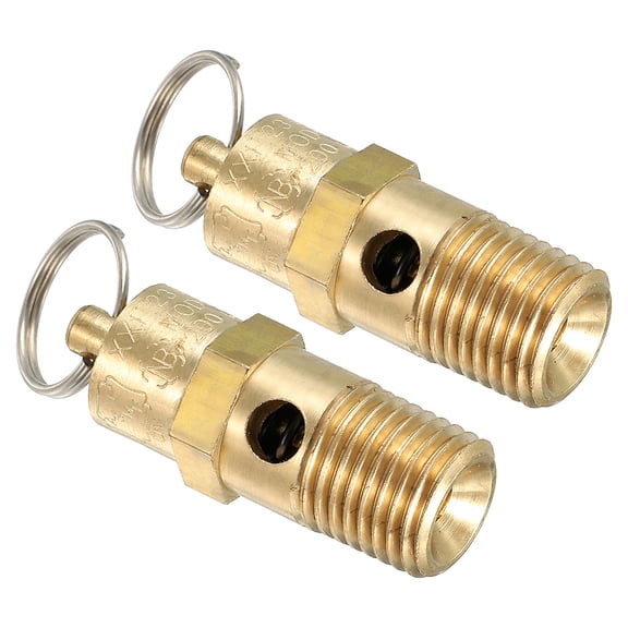 Uxcell 1/4 Male NPT Safety Valve, 2 Pack Pressure Release Valve, 200 PSI Set Pressure