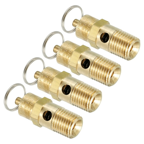 Uxcell 1/4 Male NPT Safety Valve, 4 Pack Pressure Release Valve, 270 PSI Set Pressure