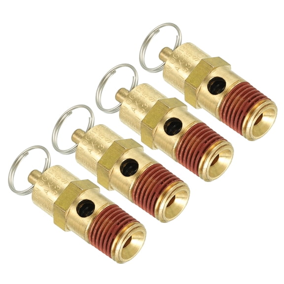 Uxcell 1/4" Male NPT Safety Valve, 4 Pack Pressure Release Valve for Air Compressor, 135 PSI Set Pressure