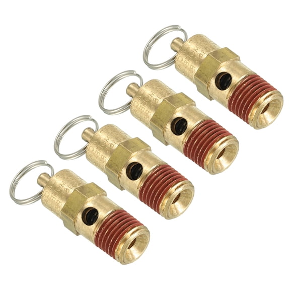 Uxcell 1/4" Male NPT Safety Valve, 4 Pack Pressure Release Valve for Air Compressor, 165 PSI Set Pressure