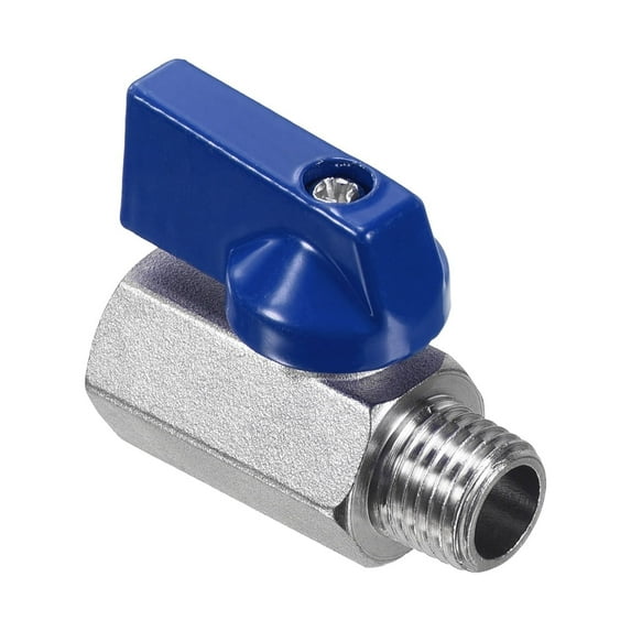 Uxcell 1/4 NPT Brass Mini Ball Valve, 1 Pack NPT Female to Male Shut-Off Valve for Pipe Coupler Connector, Blue