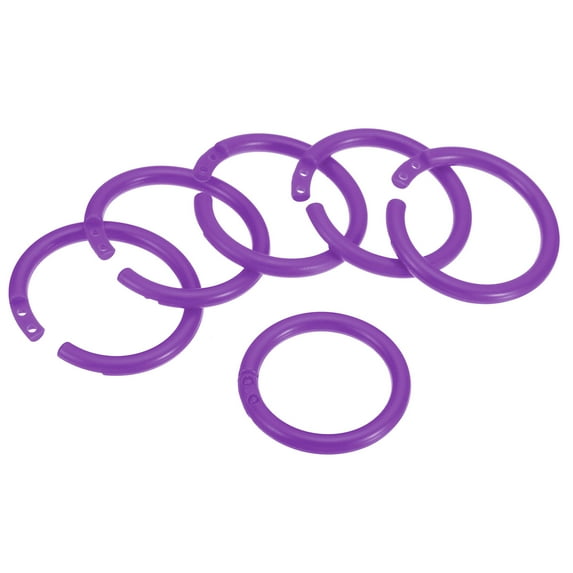 Uxcell 1.4" OD 1.1" ID Loose Leaf Rings Binder Ring Plastic for Book DIY Scrapbook Notebook, Purple 50 Pack