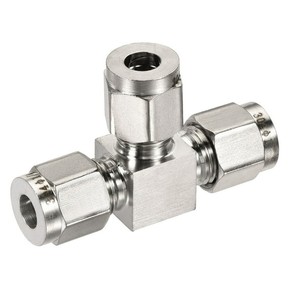 Uxcell 1/4" OD Tube 3 Way Tee Union Stainless Steel Quick Connect Compression Fittings