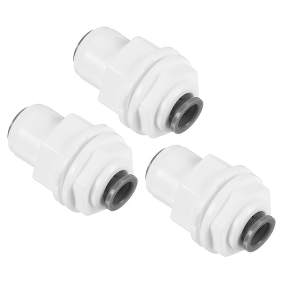 Uxcell 1/4" Push to Connect Bulkhead Fittings, 3 Pack Straight White