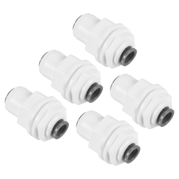 Uxcell 1/4" Push to Connect Bulkhead Fittings, 5 Pack Straight White