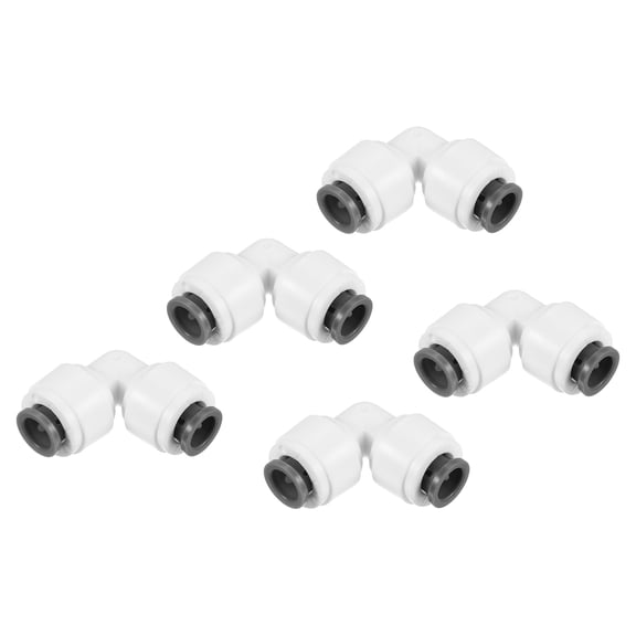Uxcell 1/4" Push to Connect Elbow Fittings 90 Degree Water Line Fitting, 5 Pack White