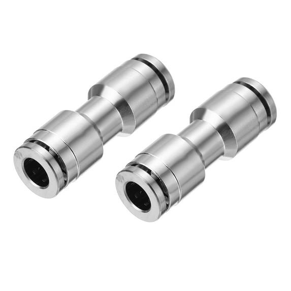 Uxcell 1/4" Push to Connector Fitting, Tube OD Nickel Plated Brass Quick Connect Air Line Connector, Silver 2Pcs