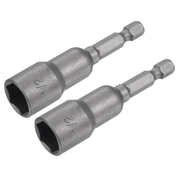 Uxcell 1/4" Quick-Change Hex Shank 1/2" Magnetic Nut Driver Bit, 2.56" Length SAE 2 Pack