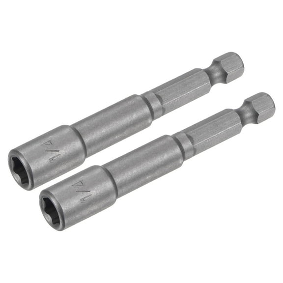 Uxcell 1/4" Quick-Change Hex Shank 1/4" Magnetic Nut Driver Bit, 2.56" Length, 2 Pack