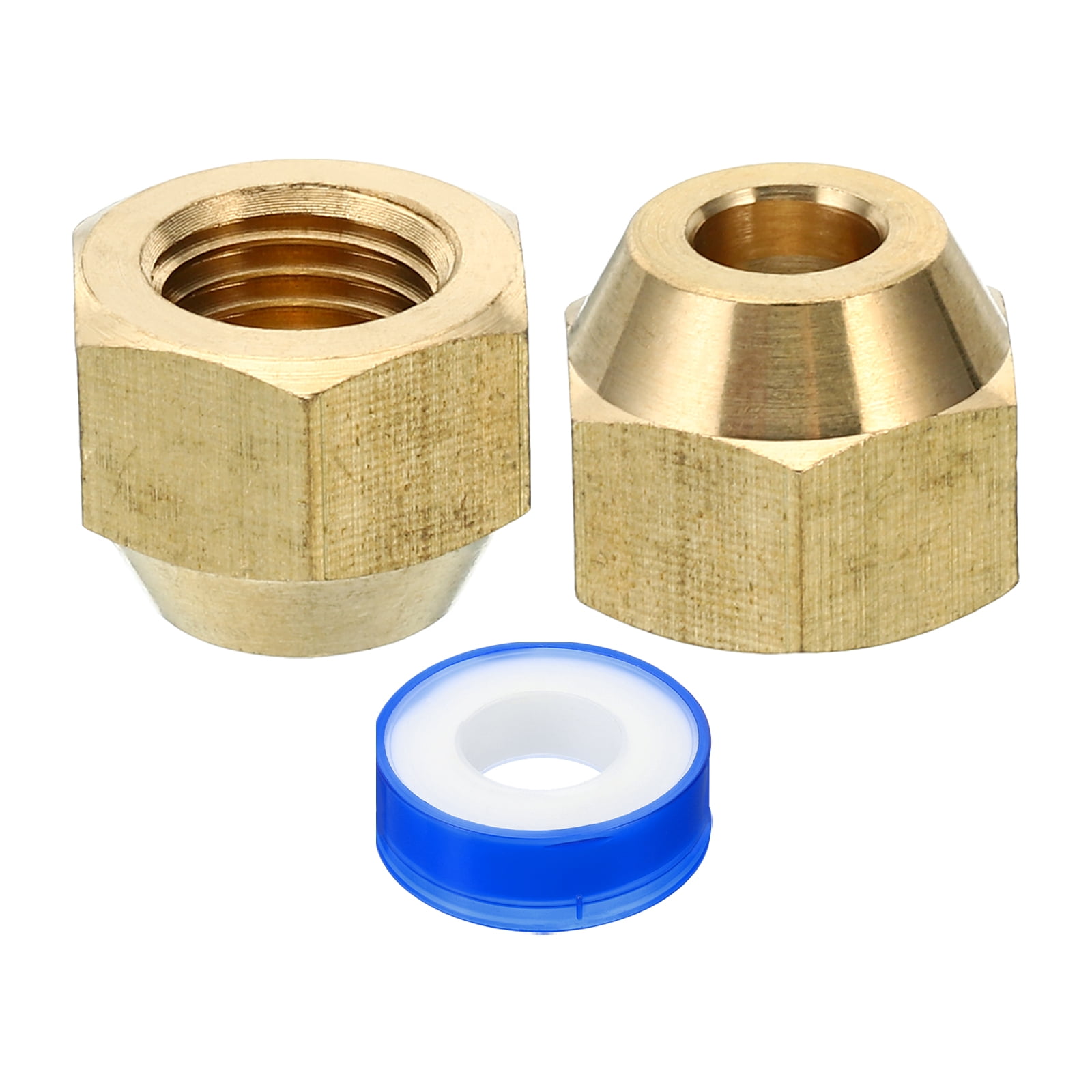 Legines 2-Pack Brass SAE 45-Degree Flare Caps - 1/4 Inch Tube OD, For Fuel, Oil, Gas, & Hydraulic Lines