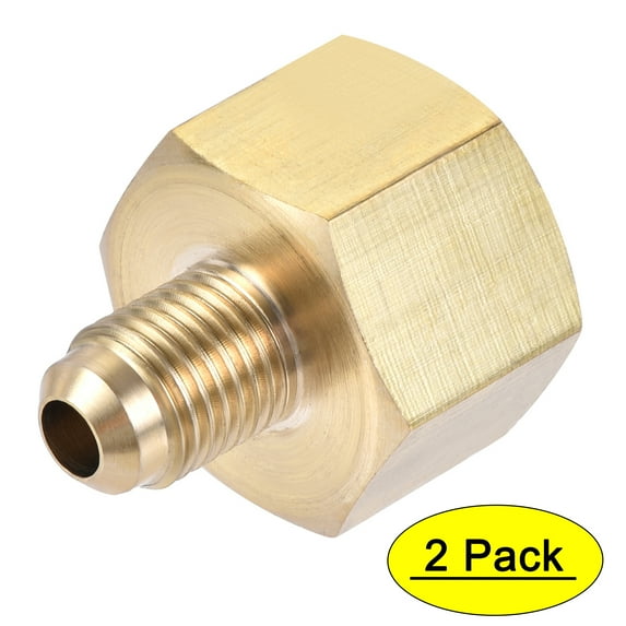 Uxcell 1/4 SAE Flare Male 1/2 SAE Female Thread Tubing Brass Pipe Fitting 2 Pack