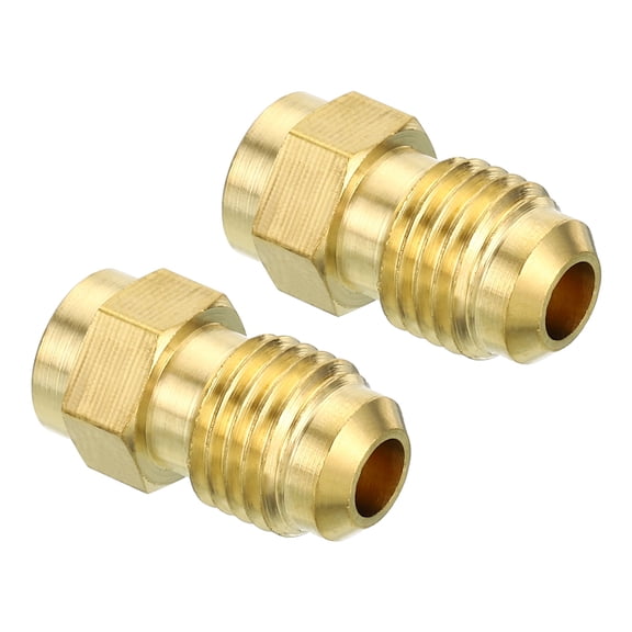 Uxcell 1/4 SAE Male Thread Brass Flare Tube Fitting Pipe Adapter Connector for Plumbing HVAC Air Conditioner 2 Pack