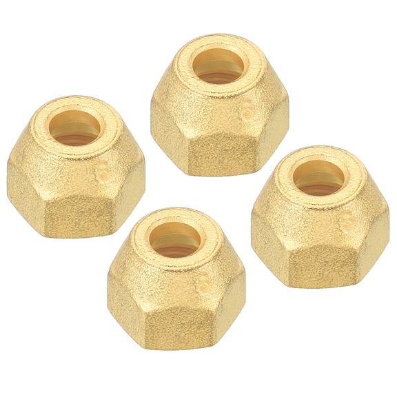 Uxcell 1/4 SAE Thread Brass Flare Cap 45 Degree Flared Tube Fitting Nut Hydraulic Pipe Fitting Matte 4 Pack