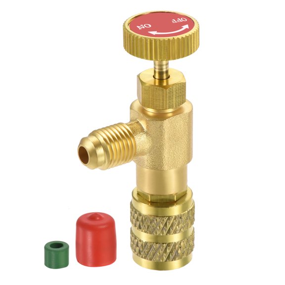 Uxcell 1/4 SAE to 5/16 SAE Thread Adapter Shut-off Flow Control HVAC Refill Charging Valve