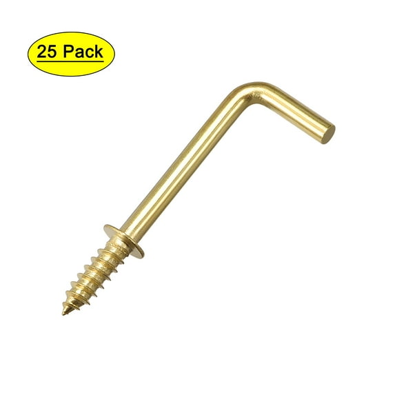 Uxcell 1.4" Screw Eye Hooks Self Tapping Screws Screw-in Hanger Hooks Golden 25 Pack