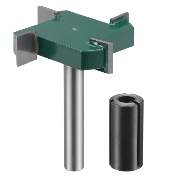 Uxcell 1/4" Shank 3/8" Cut Depth 4 Flute Carbide T Slot Router Bit with 1/2" to 1/4" Router Collet Adapter