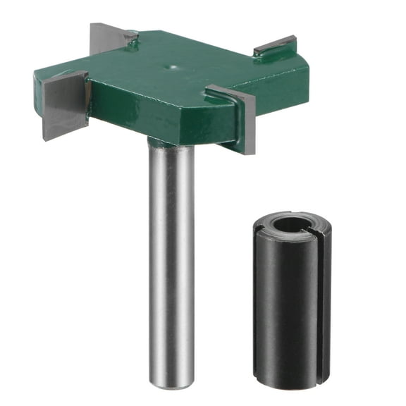 Uxcell 1/4" Shank 5/16" Cut Depth 4 Flute Carbide T Slot Router Bit with 1/2" to 1/4" Router Collet Adapter