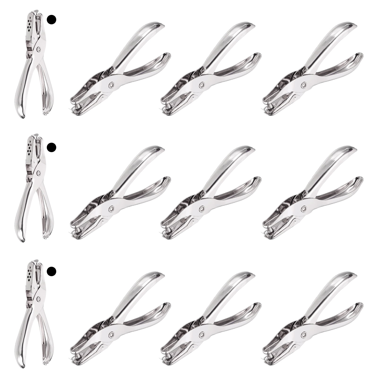 Uxcell 1/4" Single Hole Punch, 12 Pack Handheld Hole Puncher Metal Paper Puncher for Tag DIY Craft Scrapbook Ticket, Silver