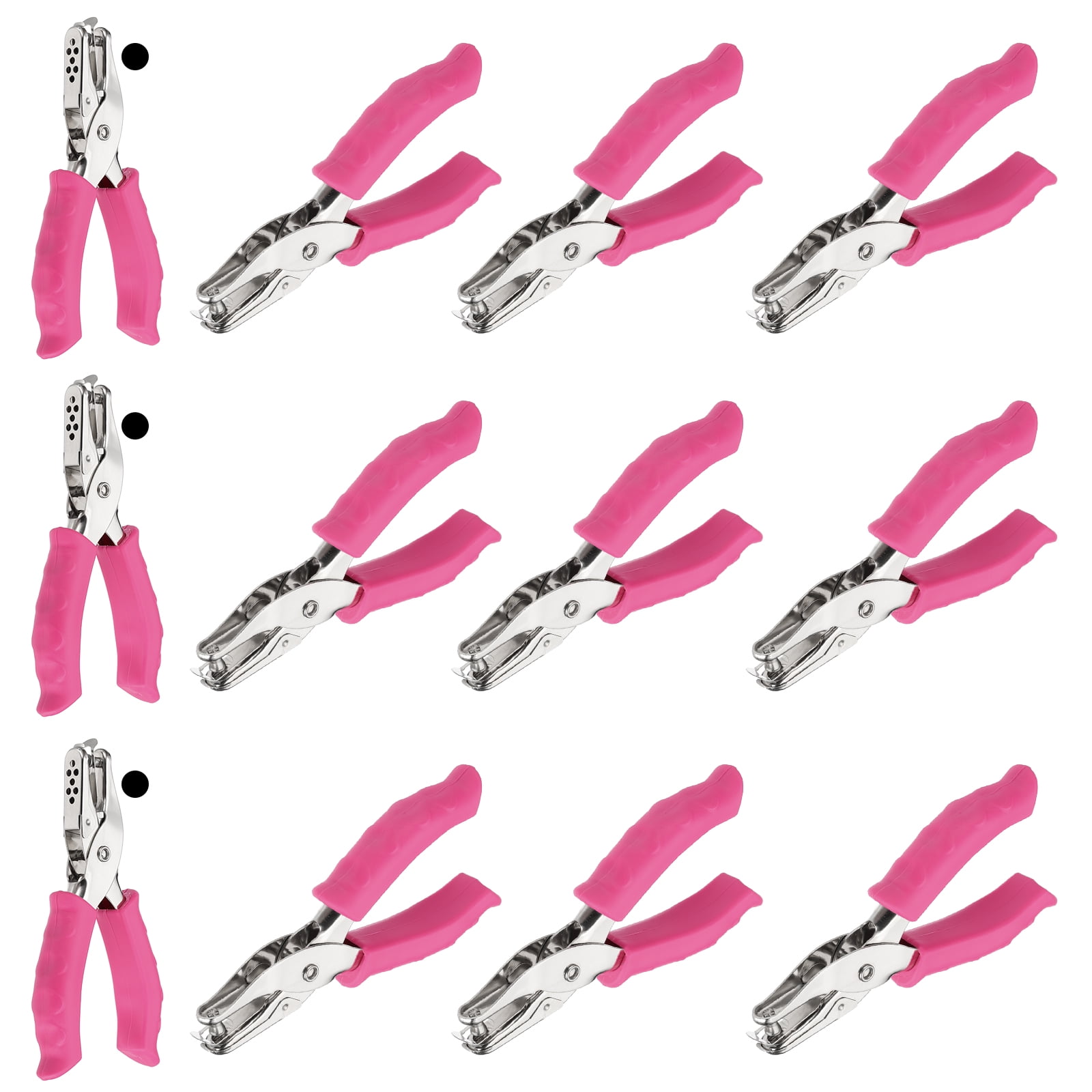 Uxcell 1/4" Single Hole Punch, 12Pcs Handheld Metal Paper Puncher for DIY Craft, Rose Red