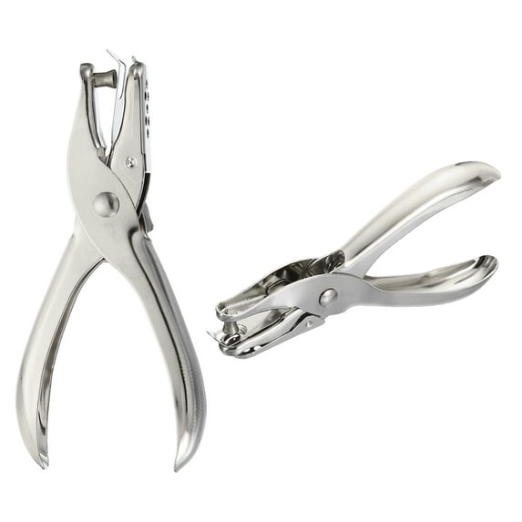 Uxcell 1/4" Single Hole Punch Handheld Hole Puncher Metal Paper Puncher, Silver 2 Pack