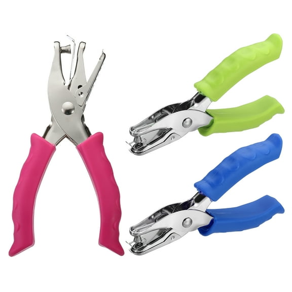 Uxcell 1/4" Single Hole Punch Handheld Hole Puncher with Soft Grip Metal Paper Puncher, Red Green Blue 3 Pack