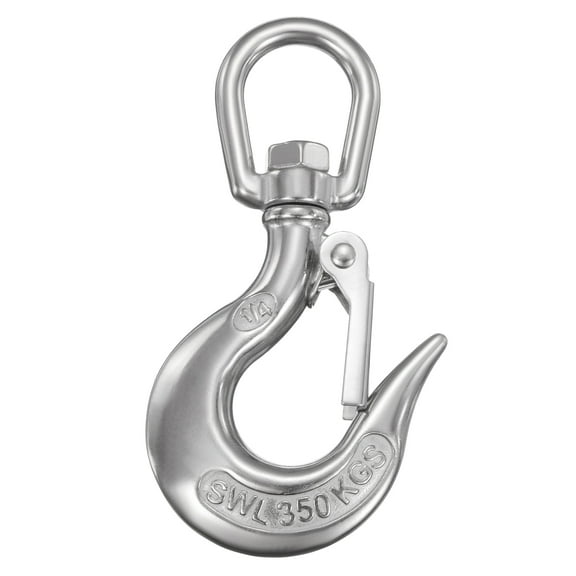 Uxcell 1/4" Slip Hook, 316 Stainless Steel Swivel Lifting Hook 771 lbs Capacity Rotatable Chain Clevis Hooks Safety Chain Hooks for Crane, Fishing Boat, Port Transportation