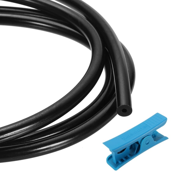 Uxcell 1/4" Vacuum Hose, 5FT Silicone Vacuum Hose Automotive Line Tubing 43PSI Max Pressure for Auto Replacement, Black (11mm OD)