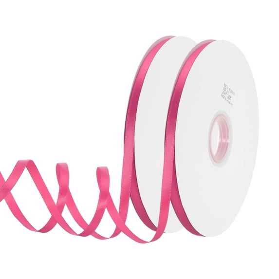 Uxcell 1/4" W x 100 Yards Polyester Satin Ribbon, Perfect for Craft Wedding Decor Party Hair Bow, Peach 2Pcs