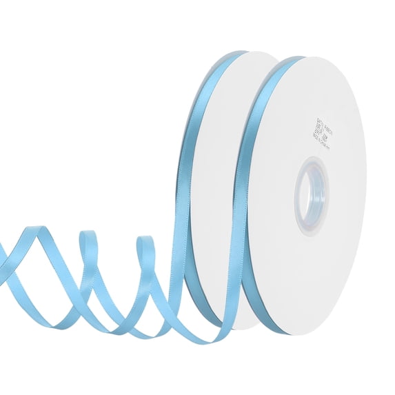 Uxcell 1/4" W x 100 Yards Polyester Satin Ribbon, Perfect for Craft Wedding Decor Party Hair Bow, Sky Blue 2Pcs
