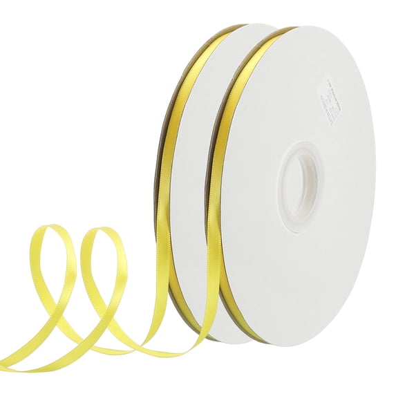 Uxcell 1/4" W x 100 Yards Polyester Satin Ribbon, Perfect for Craft Wedding Decor Party Hair Bow, Yellow 2Pcs