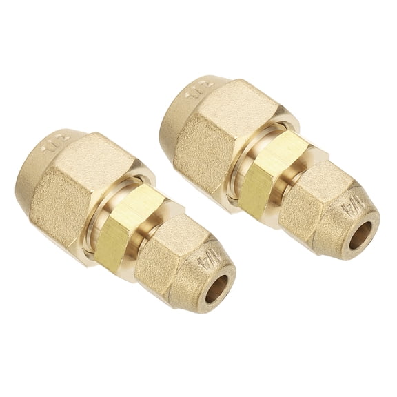 Uxcell 1/4" to 1/2" Pipe Extension Joint Connector, 2pcs Brass Pipe Coupler Adapters with 4pcs Flare Nuts